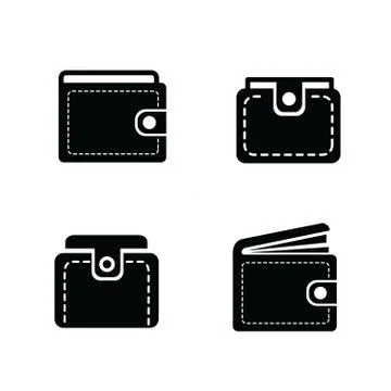 Wallet set icon 4 design Stock Illustration
