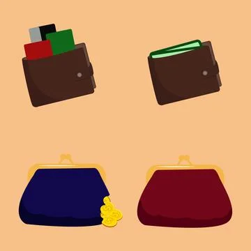 Wallet set icons Stock Illustration