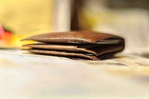 Wallet on table Stock Photos