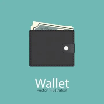 Wallet vector illustration isolated on blue background. Stock Illustration