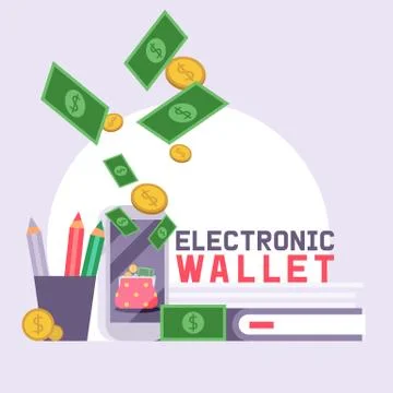 Wallet vector pattern finance leather purse business billfold with banknotes Stock Illustration