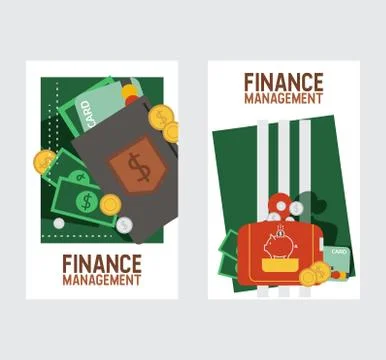 Wallet vector pattern finance leather purse business billfold with banknotes Stock Illustration