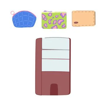 Wallets and card holder set with diverse designs Stock Illustration