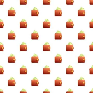 Wallets with cash money seamless pattern background Illustrazione stock