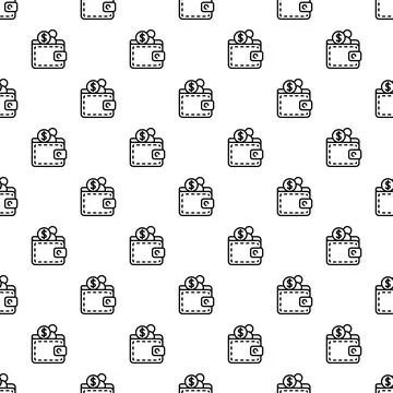 Wallets with dollar coins seamless pattern 스톡 일러스트
