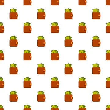 Wallets full of green currency notes creating a seamless pattern 스톡 일러스트