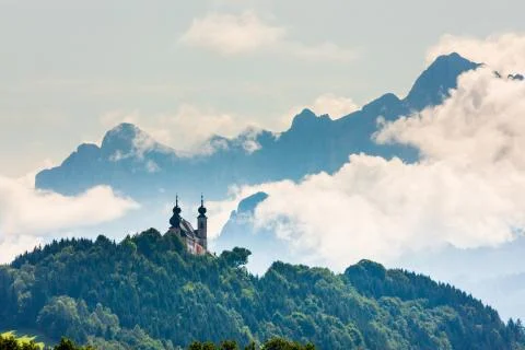 Wallfahrtskirche Frauenberg with clouds behind Stock Photos