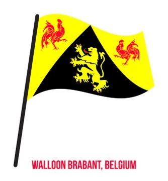 Walloon Brabant Flag Waving Vector Illustration on White Background. Stock Illustration