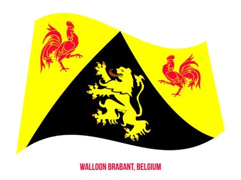 Walloon Brabant Flag Waving Vector Illustration on White Background. Stock Illustration