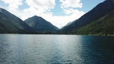 Wallowa Lake Flyover Stock Footage