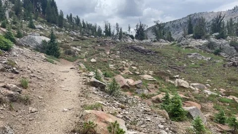 Wallowas Eagle Cap Wilderness: climbing up the trail Stock Footage 329454994