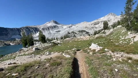Wallowas Eagle Cap Wilderness: hiking trail by Glacier Lake Stock Footage 329455028