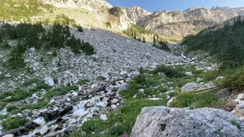 Wallowas Eagle Cap Wilderness: Rocky scenery backpacking Stock Footage 329454962