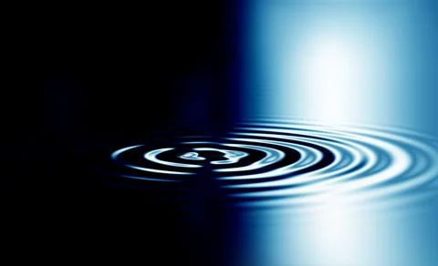 Wallpaper, 3D liquid ripples or graphics of blue circular waves with a metallic Stock Illustration