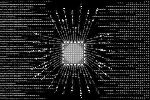 Wallpaper with binary code on computer screen Stockfoto's