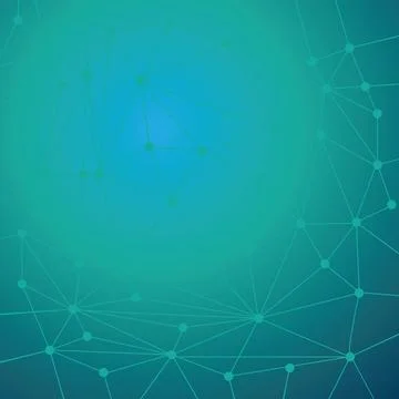 Wallpaper with connected dots and circle of blue gradient Stock Illustration