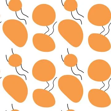Wallpaper decorative seamless pattern with random doodle shapes. Circles orange Stock Illustration