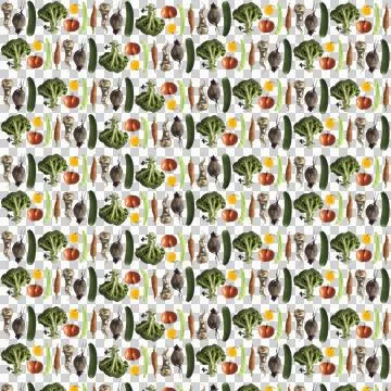 Wallpaper digital composite repeated tile pattern of garden vegetables many o 스톡 일러스트