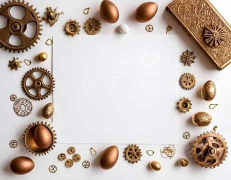 Wallpaper with Easter elements in the corner of the image in the form of eg.. Stock Photos