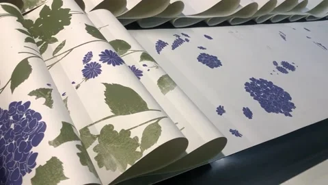Wallpaper factory. The process of creating wallpaper. Automated wallpaper Video stock 199095922