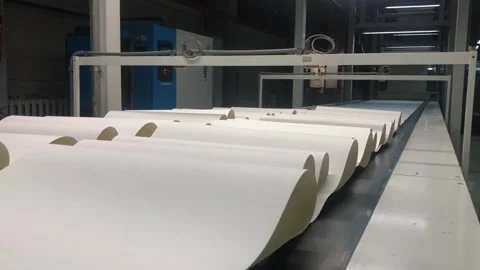 Wallpaper factory. The process of creating wallpaper. Automated wallpaper Stock Footage 203815616