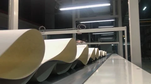 Wallpaper factory. The process of creating wallpaper. Automated wallpaper Stock-Footage 208936267