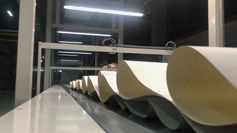 Wallpaper factory. The process of creating wallpaper. Automated wallpaper Vídeo Stock 208936277