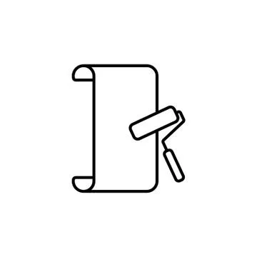 Wallpaper hanging process with roller. black on white background Stock Illustration