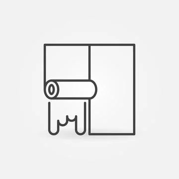 Wallpaper Hanging Process vector thin line concept icon Stock Illustration