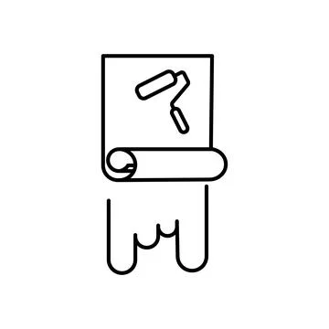 Wallpaper Hanging Process vector thin line concept icon or design element Stock Illustration