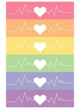 Wallpaper with heart six styles; Stock Illustration