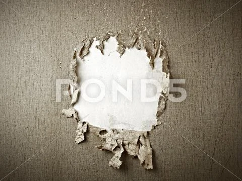 Wallpaper hole Stock Photos