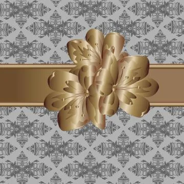 Wallpaper with pattern and metallic flower Stock Illustration