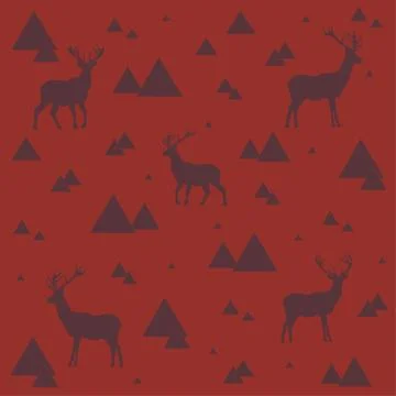 Wallpaper with a pattern of deer and triangles Stock Illustration