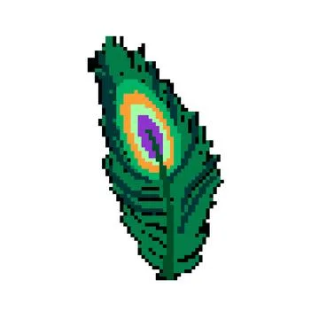 Wallpaper peacock feather pixel art vector illustration Stock Illustration