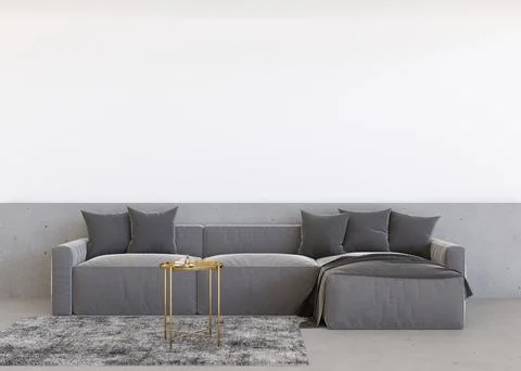Wallpaper presentation mock up. Empty white part of the wall in modern living Stock Photos