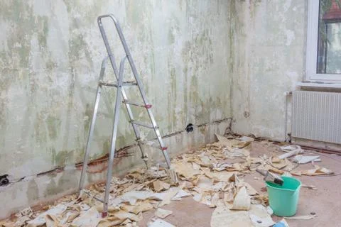 Wallpaper removal Stock Photos