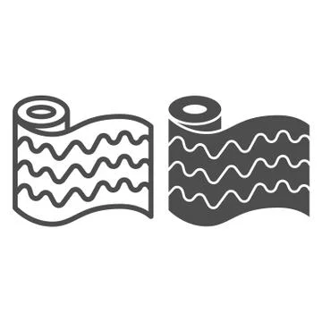 Wallpaper roll line and solid icon, house repair concept, Finishing wall Stockillustratie