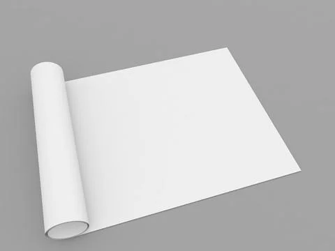 Wallpaper roll mockup on grey background. 3d render illustration. Stock Illustration