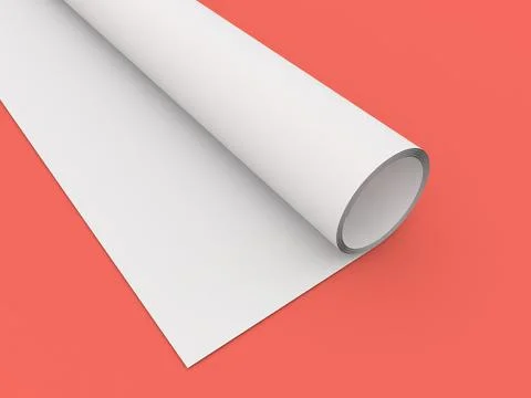 Wallpaper roll mockup on red background. Stock Illustration
