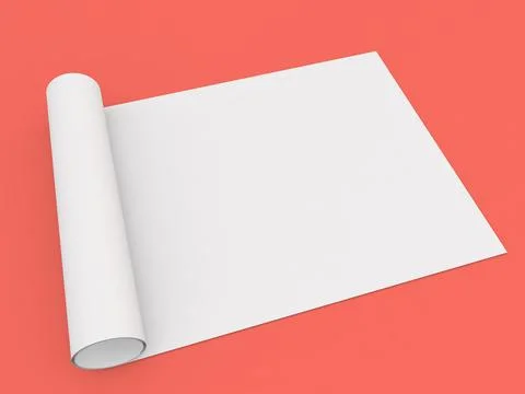 Wallpaper roll mockup on red background. Stock Illustration