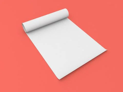 Wallpaper roll mockup on red background. Stock Illustration