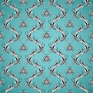Wallpaper seamless pattern on blue background Stock Illustration