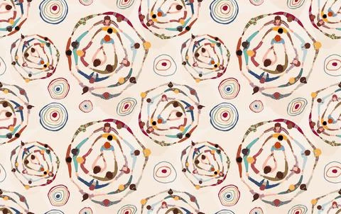 Wallpaper seamless pattern diverse people in a circle  holding hands. Equality Stock Illustration