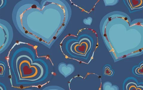 Wallpaper seamless pattern diverse people in a circle  holding hands. Equality Stock Illustration