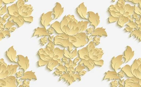 Wallpaper in the style of Baroque . Vector damask seamless floral pattern . Rose Stock Illustration