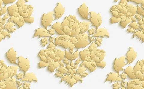 Wallpaper in the style of Baroque . Vector damask seamless floral pattern . Rose Illustrazione stock