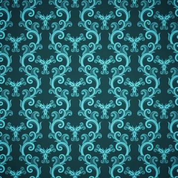 Wallpapper seamless green pattern on dark background Stock Illustration