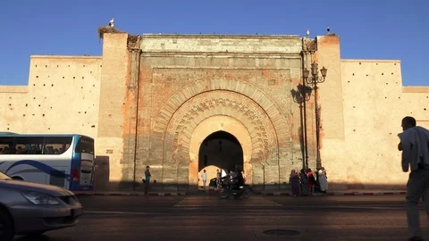 The walls and doors of Marrakech Stock Footage 123723874