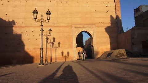 The walls and doors of Marrakech Stock Footage 123723902